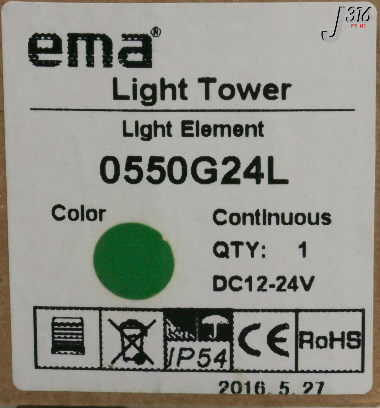 31000 EMA ELECTRONICS LIGHT ELEMENT, GREEN, CONTINUOUS (NEW
